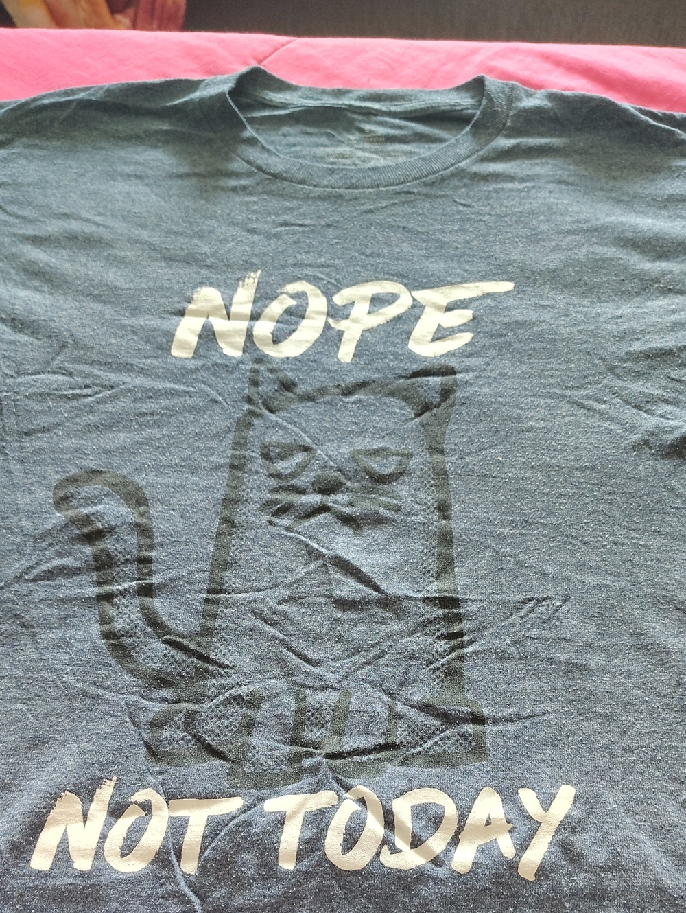 No Brand Blue Cat Graphic Tee - "Nope Not Today"